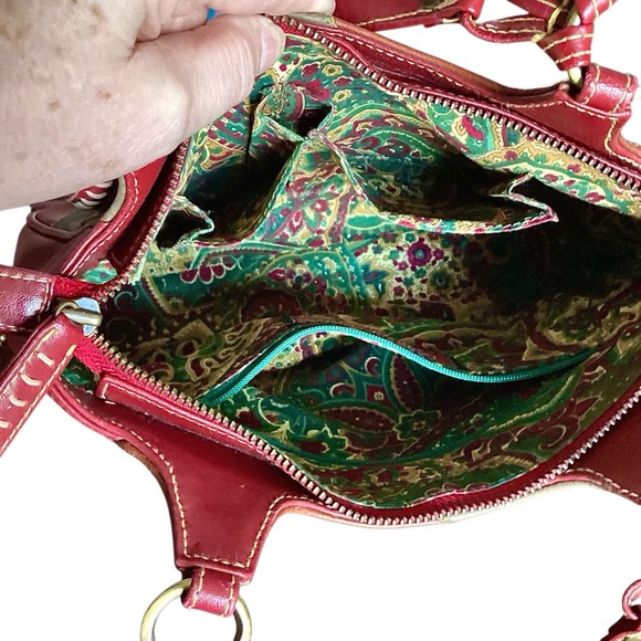 Isabella Fiore Leather Multicolored Handbag Floral Design Shoulder Bag - Picture 11 of 16